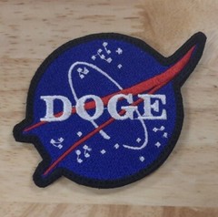 Doge Dogecoin NASA Logo Style Embroidered Patch w/ Hook Backing 2.5 Inch Dia