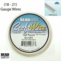 Beadsmith HALF ROUND Silver Plated Non-Tarnish 18 Gauge, 21 Gauge Craft Wire