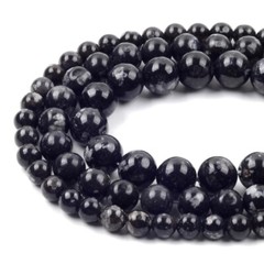 Natural Black Agate Gemstone Round Beads For Jewelry Making 15” 4mm