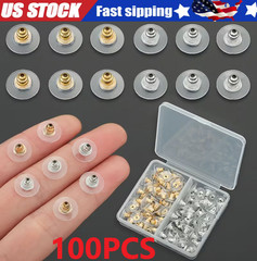 100 Pcs Metal Earring Clutch Jewelry Making Tools Back Stopper Backs with Pad