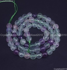 Faceted Natural Rainbow Fluorite Gemstone Round Beads 4mm 6mm 8mm 10mm 15.5″