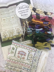 Vintage Cross Stitch The Chase Sampler S142 Williamsburg Partial Completed AS IS