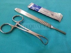 BACKHAUS TOWEL CLAMP 3.5″+SCALPEL HANDLE #4+5 SURGICAL BLADES #22