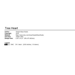 Silhouette Tree of Life in a Heart Black Work Counted Cross Stitch Pattern Chart