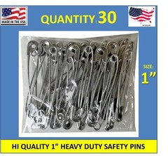 30 ALLOY STEEL STRONG 1 INCH SAFETY PINS 1″ PINS FOR QUILTERS CRAFTERS SEWING
