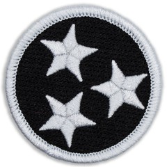 Black & White Tennessee Tristar Patch – 2″ Round Embroidered Patch