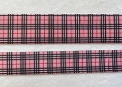Preppy dusty pink black red fine line plaid Grosgrain ribbon 5/8″ 7/8″