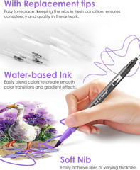 Art Markers Pens Dual Tip Coloring Markers Set with Brush & Fine Nib for Adult C