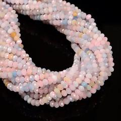 Grade AA Natural Multi-color Morganite Faceted Rondelle Beads 4x5mm 15.5” Strd
