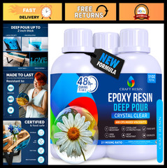 Deep Pour Epoxy Resin Kit 51 Oz – Crystal Clear, UV Resistant, Food Safe for Riv