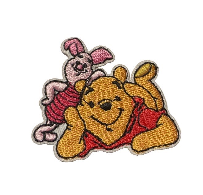 WINNIE-THE-POOH & PIGLET – BEST BUDDIES – Embroidered Iron-On Patch