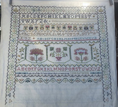Vintage Cross Stitch The Chase Sampler S142 Williamsburg Partial Completed AS IS