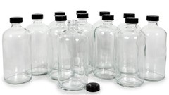 12 Clear 16 Oz Glass Bottles With Lids