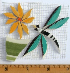 Small & Large Different Color Dragonfly Tile Variations, Broken Plate Tiles