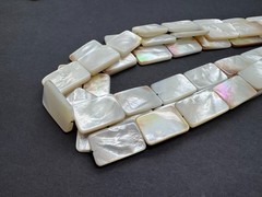 Natural Mother of Pearl Rectangle MOP Flat Tab Iridescent White Shell 15×26 Bead