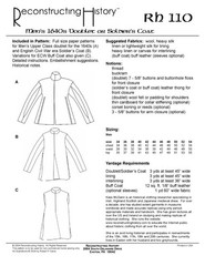 Reconstructing History 110 Men’s Doublet Soldier’s Coat Sewing Pattern Uncut
