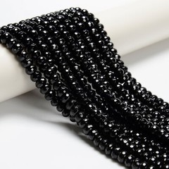Black Onyx Faceted Rondelle Beads 4x6mm 5x8mm 6x10mm 15.5″ Strand