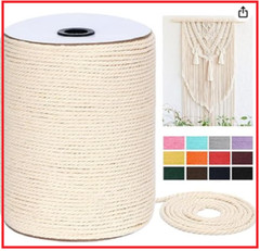 Macrame Cord 4mm x 328Yards984Feet,Natural Cotton Macrame Rope – 3 Strands Cord*