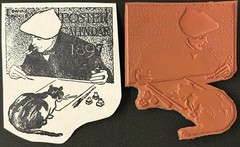 Rubber Stamp 1897 Poster Calendar Cover Artist W/Cat Edward Penfield Unmounted