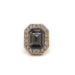 20 PCS Sewing Shank Buttons Emerald Cut Black Rhinestone 12x10mm 1/2 Inch
