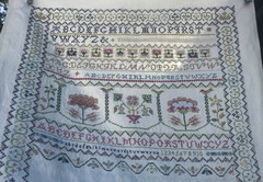 Vintage Cross Stitch The Chase Sampler S142 Williamsburg Partial Completed AS IS