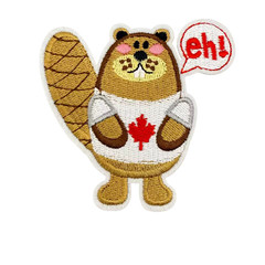Canadian Beaver Maple Eh Leaf Canada Travel Funny Meme Patch, Iron/Sew On