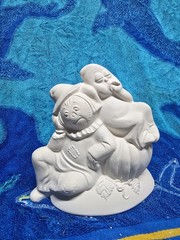 6.5″ Tall x 7″ Wide Scarecrow With A Ghost Ceramic Bisque Ready To Paint