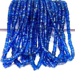AAA+ QUALITY~Rare Natural Blue Sapphire Faceted Beads Sparkle Heishi Tyre Beads.