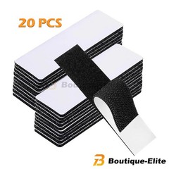 20 Sets Heavy Duty Hook & Loop Adhesive Strips 1×4” Black Sticky Back Fastener