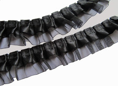 Pack of 5Y Two Tone Satin Organza Lace Edge Trim 1.5 Inch Wedding Ribbon Sewing-