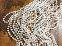 Vtg Mardi Gras Christmas Plastic Chain Beads Continuous 54 ft Clear Faceted Swag