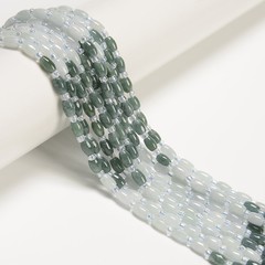 Gradient Natural Jadeite Jade Smooth Rice Shape Beads Size 4x6mm 15.5″ Strand