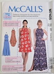 McCall’s Learn To Sew Pattern M7405 Gathered-Neckline Dress Maxi Dress Sz L-XXL