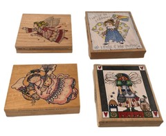Stamps Happen Rubber Wooden Angel Stamps Lot Of 4 *Mostly *NEW (See Details)