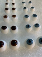 GLASS DOLL EYES, 8mm – 20mm, BLUE AND BROWN, MADE IN GERMANY