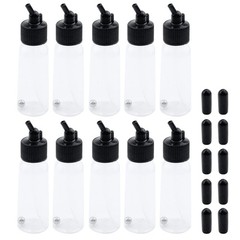 Plastic Jar Bottles 30ml Dual-Action Adapters Airbrush Bottles Pack of 10 wit
