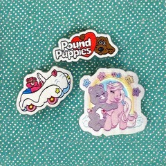 80s Cartoons Iron On Patch Set, 3 Pcs Care Bears, My Little Pony & Pound Puppies