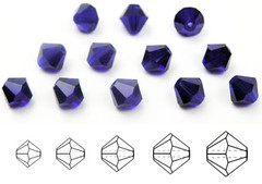 Czech Bicone Crystal Beads Cobalt Blue rich navy blue Rondelle Diamond 3-8mm
