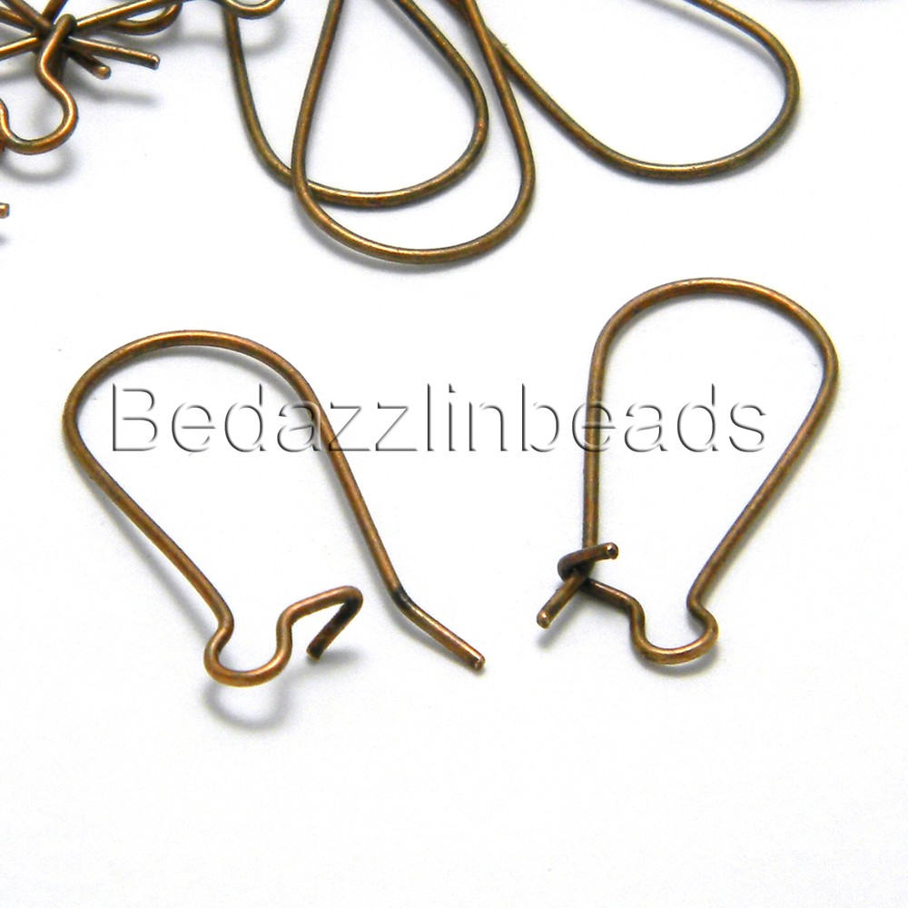 50 Antique Copper Big 1 inch Kidney Earring Findings Plated Nickel Free Iron