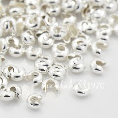 100 Pcs Cadmium Free Nickel Free Lead Free Iron Crimp Beads Covers Silver 3mm