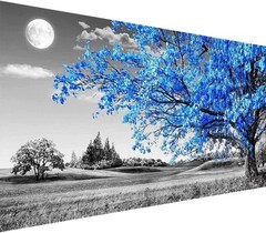 30% More Diamonds – Large 5D Diamond Art of Moon & Tree – Perfect Gift for All