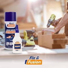 FIX & FUSION Super CA Glue (3.5 Oz) with Activator Spray (13.5 Fl Oz) Fast Adh.