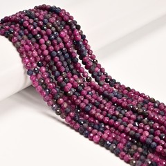 Ruby Sapphire Mixed Faceted Round Beads Size 4mm 15.5” Strand