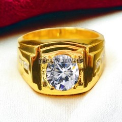 Moissanite Oval Cut With 14k Yellow Gold Ring For Men’s #A437 #