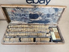 Antique Vintage Wood & Rubber Alphabet & Misc Stamping Set
