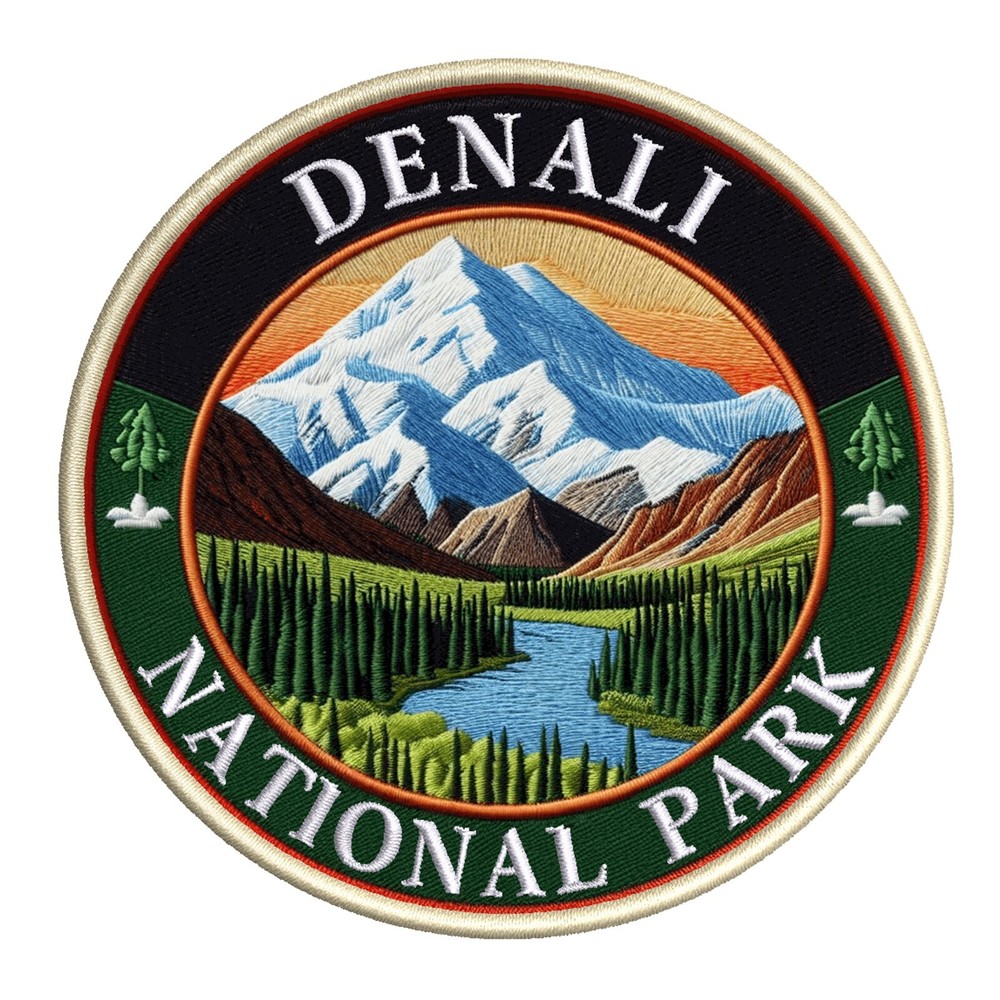 Denali National Park Patch Iron-on Applique Alaska, AK Preserve Badge, Nature