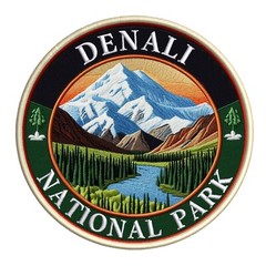 Denali National Park Patch Iron-on Applique Alaska, AK Preserve Badge, Nature