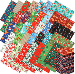 70 Pcs 10 X 10 Inch Christmas Quilting Fabric Squares Santa Gingerbread Man Fabr