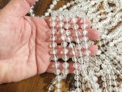 Vtg Mardi Gras Christmas Plastic Chain Beads Continuous 54 ft Clear Faceted Swag