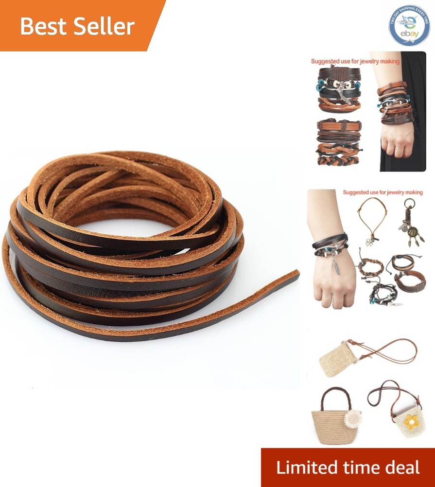 Versatile 5-Meter 4 mm Organic Leather Cord in Dark Brown for Jewelry Designs